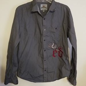 Ed Hardy medium grey button-up snake shirt bling